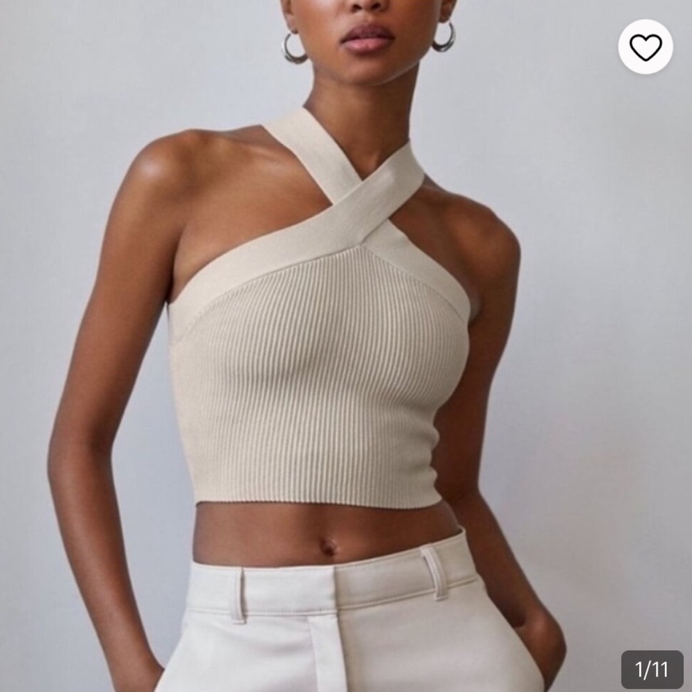 Aritzia Babaton Sculpt Knit Criss Cross Cropped Tank Size Medium